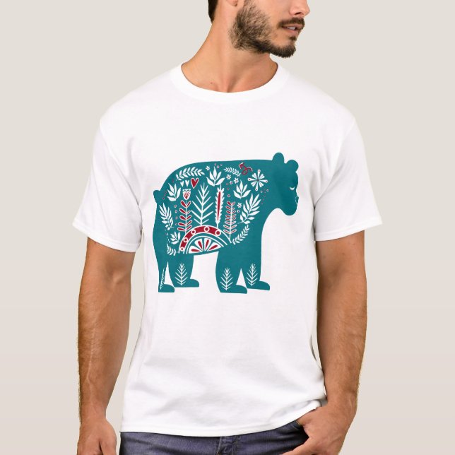 Camiseta Urso Nórdico Vintage escandinavo (Frente)