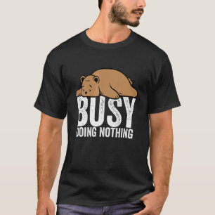 Camiseta Urso Ocupado Fazendo Nada Meninas Preguiçosas