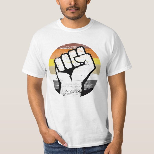 Camiseta Urso Orgulho Punho Círculo Impressão (Frente)