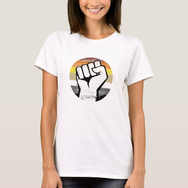 Camiseta Urso Orgulho Punho Círculo Impressão (Frente)