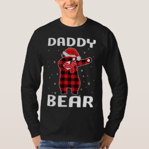 Camiseta Urso pai Dabitando Do Natal Pajama Com Papai Noel
