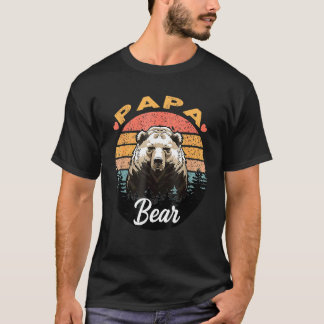 Camiseta Urso Pai Vintage Pôr do Sol Retro Ideia 2021