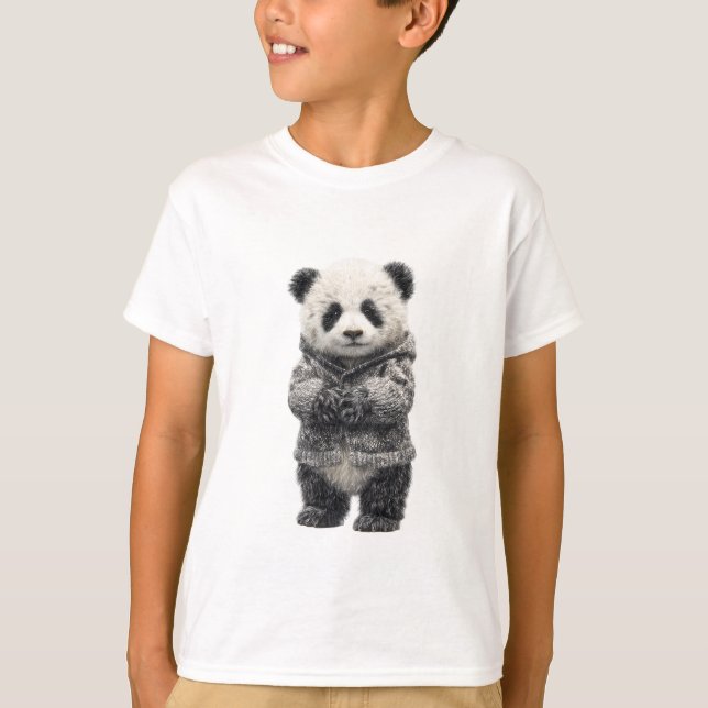 Camiseta Urso Panda Adorável em Pé para Crianças (Frente)