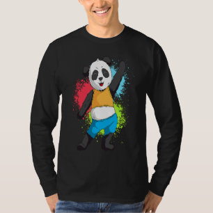 Camiseta Urso Panda Arco-íris Urso Dança Dançando Cores Mul