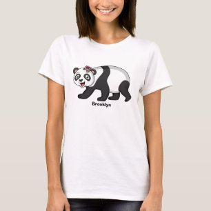 Camiseta Urso panda bonito e feliz com desenho animado