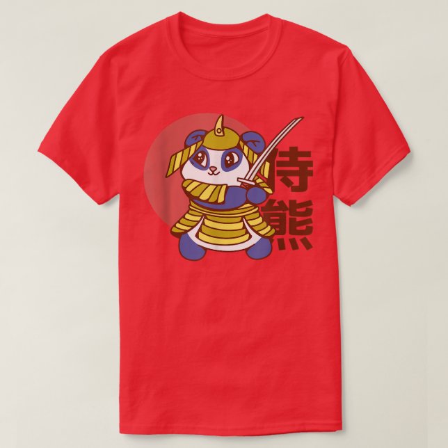 Camiseta Urso panda-bonito samurai (2) (Frente do Design)