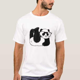 Camiseta Urso Panda bonito vestindo óculos