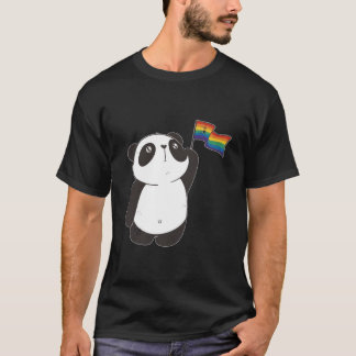 Camiseta Urso Panda Com Bandeira do Arco-íris Para Crianças