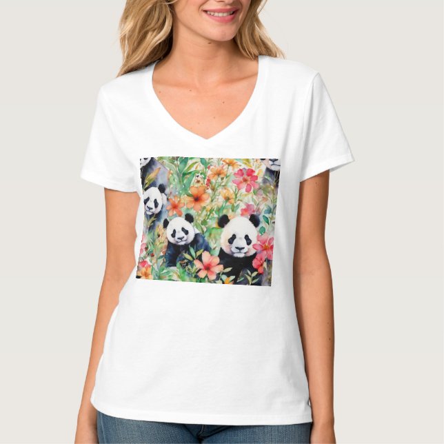 Camiseta Urso Panda de Aquarela (Frente)