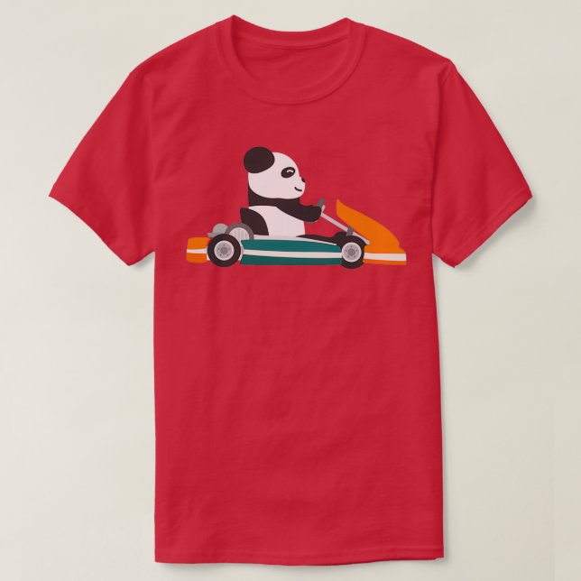 Camiseta Urso panda de corrida de automóveis Gokart (Frente do Design)
