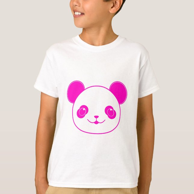 Camiseta Urso Panda de Kawaii Rosa (Frente)