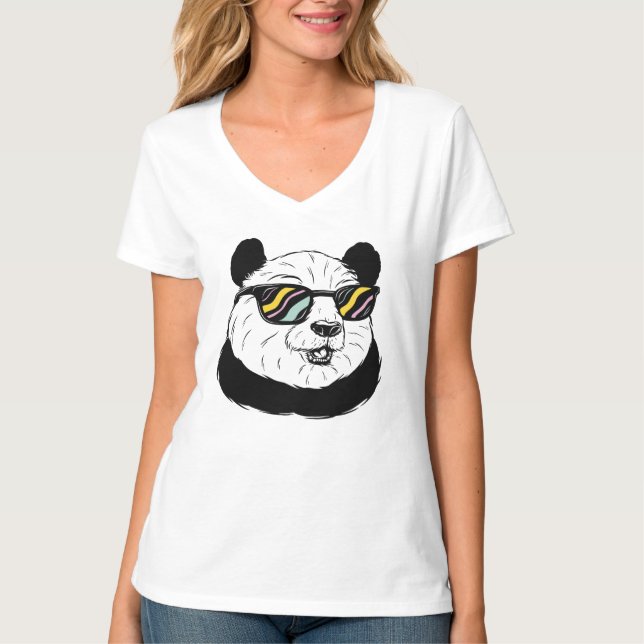 Camiseta Urso Panda de Óculos de Sol (Frente)