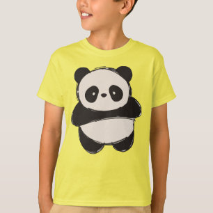 Camiseta Urso Panda Desenhado à Mão Fofo - Kawaii Adorável