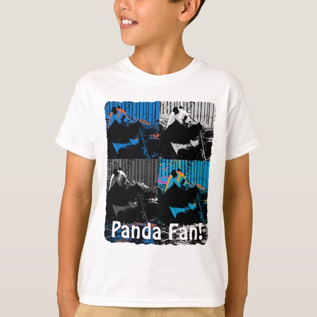 Camiseta Urso Panda Design de Arte Moderna Multi-painel (Frente)