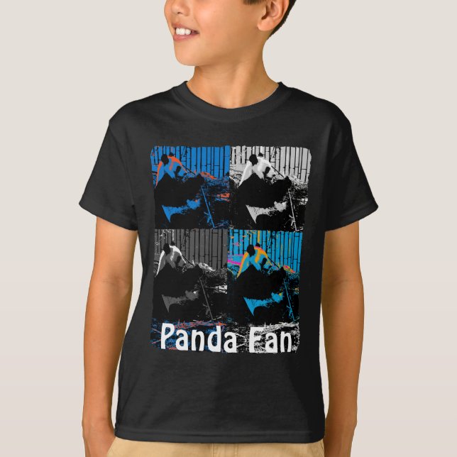 Camiseta Urso Panda Design de Arte Moderna Multi-painel (Frente)