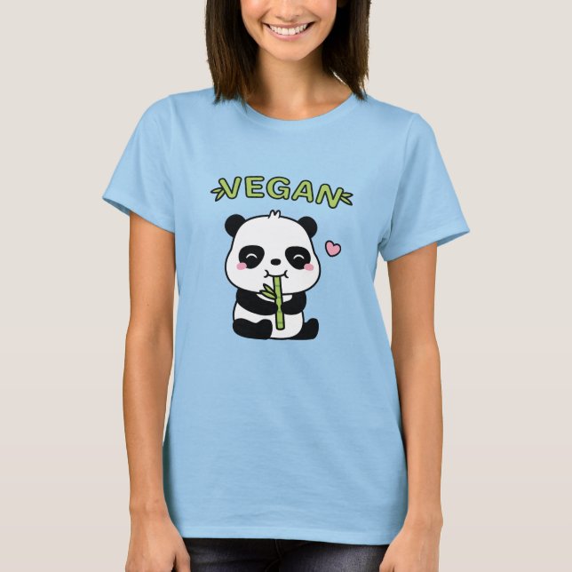 Camiseta Urso Panda Fofo Mastigando Bambu Vegano (Frente)