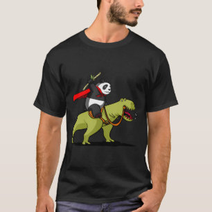 Camiseta Urso Panda Montando Dinossauro T-Rex