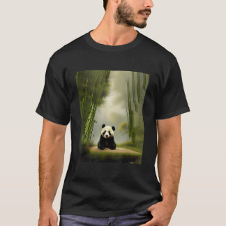 Camiseta Urso Panda Sentado Em Clareira Em Campo De Bambu P