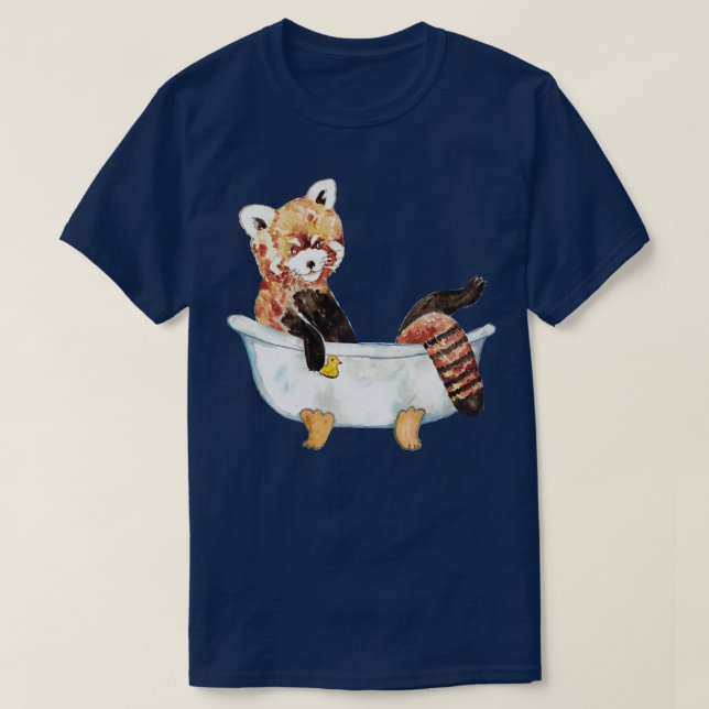 Camiseta Urso panda-vermelha tomando aquarela (Frente do Design)