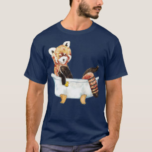 Camiseta Urso panda-vermelha tomando aquarela