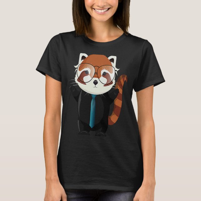 Camiseta urso panda vermelho com nerd (Frente)
