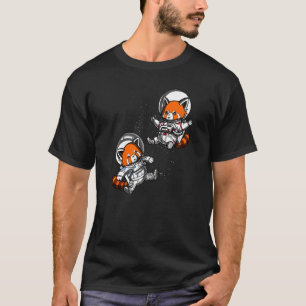 Camiseta Urso Panda Vermelho Espaço Astronauta Garotas Cria