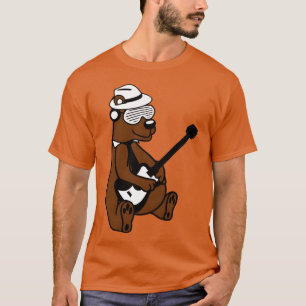 Camiseta Urso Pardo Marrom Grizzly Sentado Legal Tocando Gu