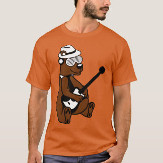 Camiseta Urso Pardo Marrom Grizzly Sentado Legal Tocando Gu