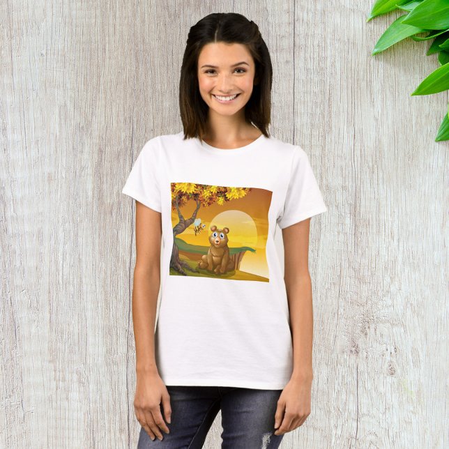 Camiseta Urso Pardo Pôr do Sol (Criador carregado)
