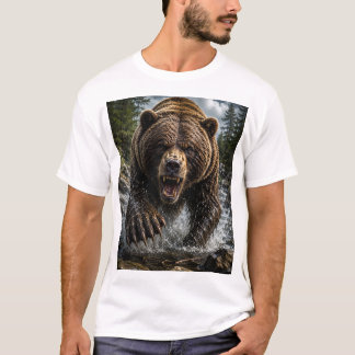 Camiseta Urso Pardo Rugindo – 3D Hiper-Realista