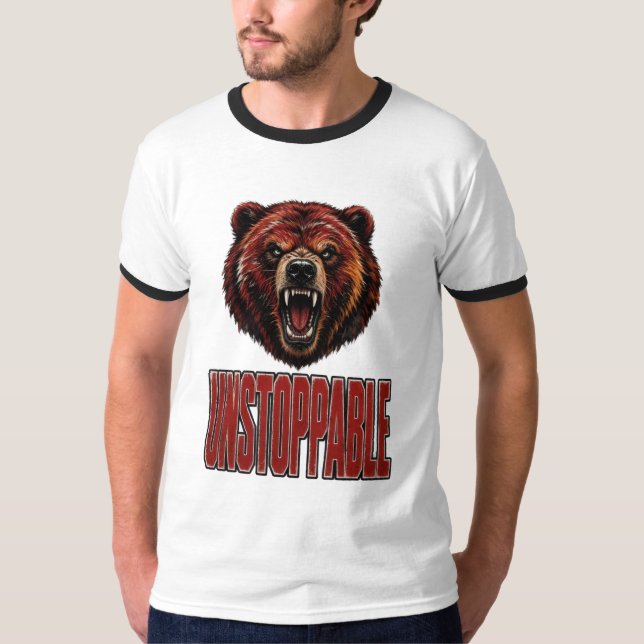 Camiseta Urso Pardo Rugindo Incontrolável (Frente)