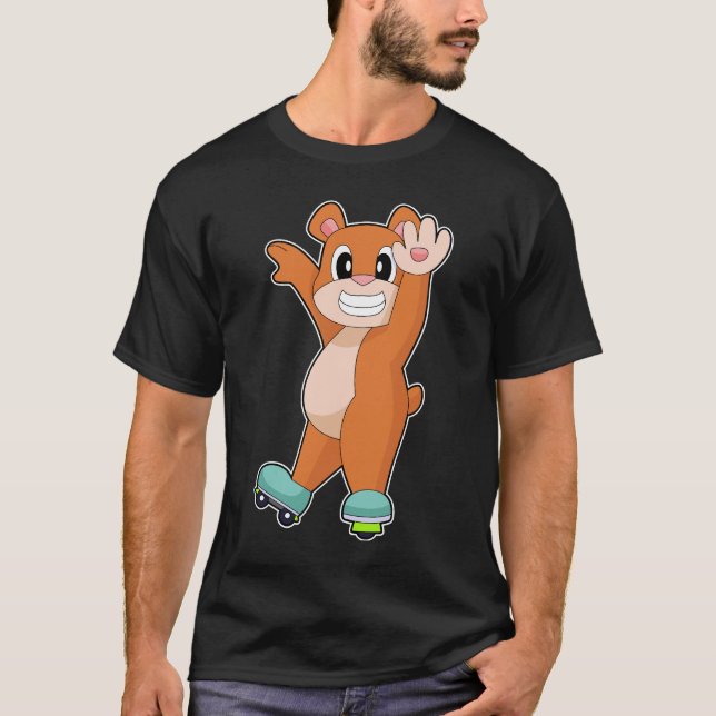 Camiseta Urso Patins inline Patins Esportes (Frente)