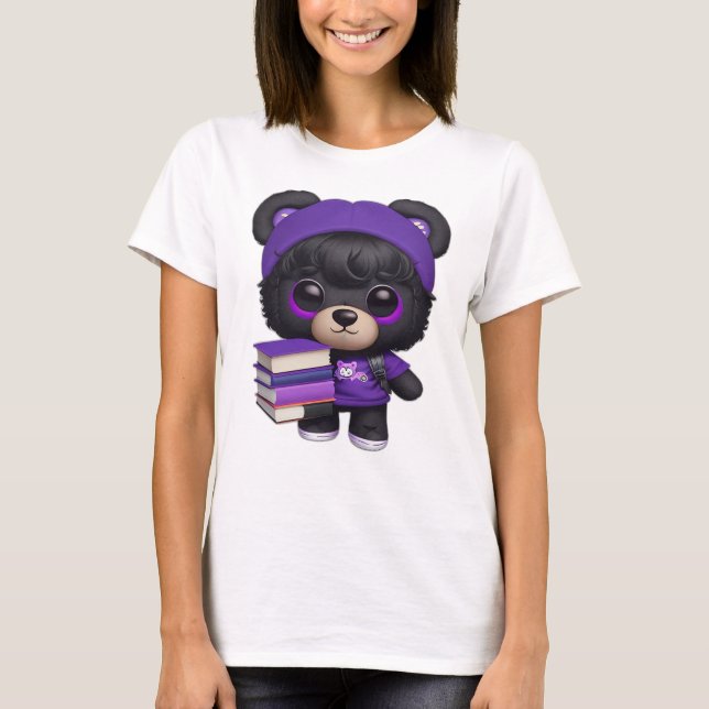 Camiseta Urso pequeno vai para a escola que quer acompanhar (Frente)