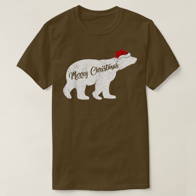 Camiseta Urso Polar Amante de os animais Xmas Santa Hat Urs (Frente do Design)