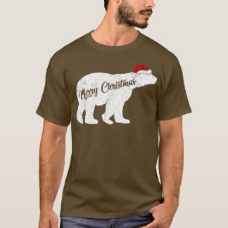 Camiseta Urso Polar Amante de os animais Xmas Santa Hat Urs
