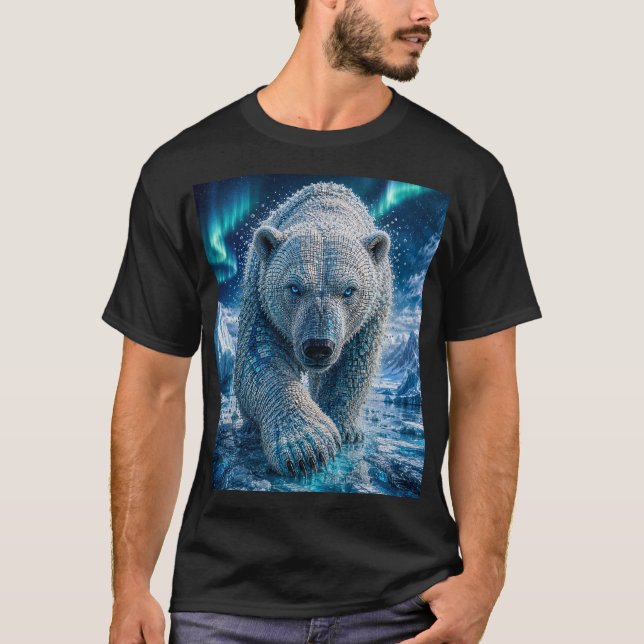 Camiseta Urso Polar Ártico – Micro Mosaico 3D (Frente)