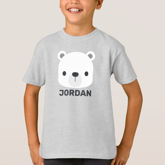 Camiseta Urso Polar Bonito com Nome Personalizado (Frente)