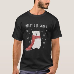 Camiseta Urso Polar Bonito Scarf Feliz Natal Feriado
