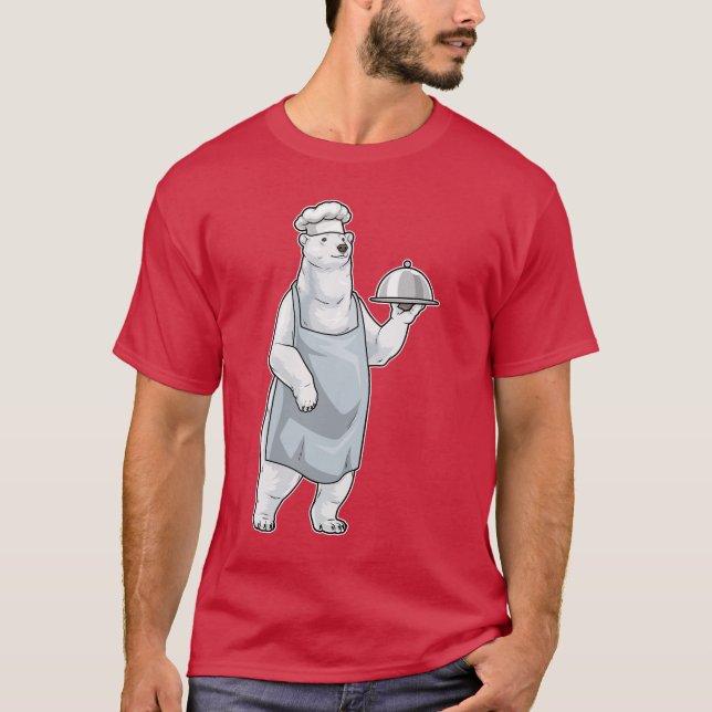Camiseta Urso polar Chef Servindo prato Cozinheiro (Frente)