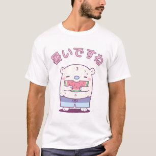 Camiseta Urso Polar Cinto Comendo Melancia Verão Está Quent