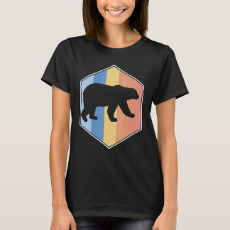 Camiseta Urso Polar Com Cores Retro Em Um Hexágono
