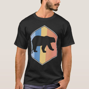 Camiseta Urso Polar Com Cores Retroativas Num Hexágono