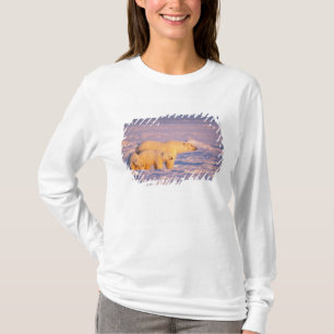 Camiseta Urso polar com filhotes de primavera no congelado
