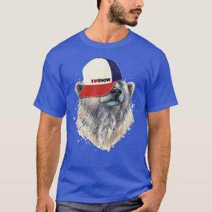 Camiseta Urso Polar com o Chapéu que Eu Amo Coração de Neve