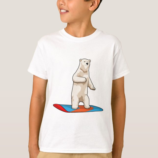 Camiseta Urso polar como Snowboarder com Snowboard (Frente)