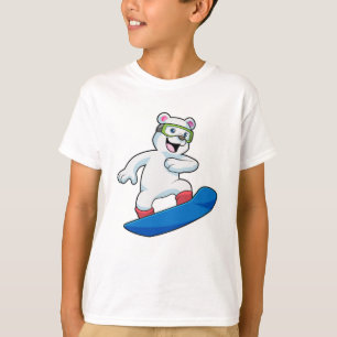 Camiseta Urso polar como Snowboarder com Snowboard