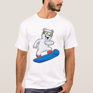 Camiseta Urso polar como Snowboarder com Snowboard