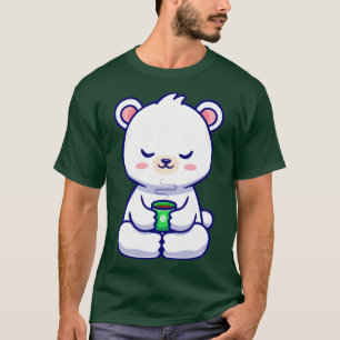 Camiseta Urso Polar De Bebê Bonito Com Cartografia De Café