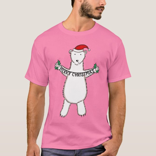 Camiseta Urso Polar de Natal Bonito Personalizado (Frente)