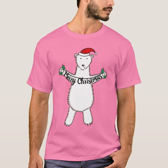 Camiseta Urso Polar de Natal Bonito Personalizado (Frente)
